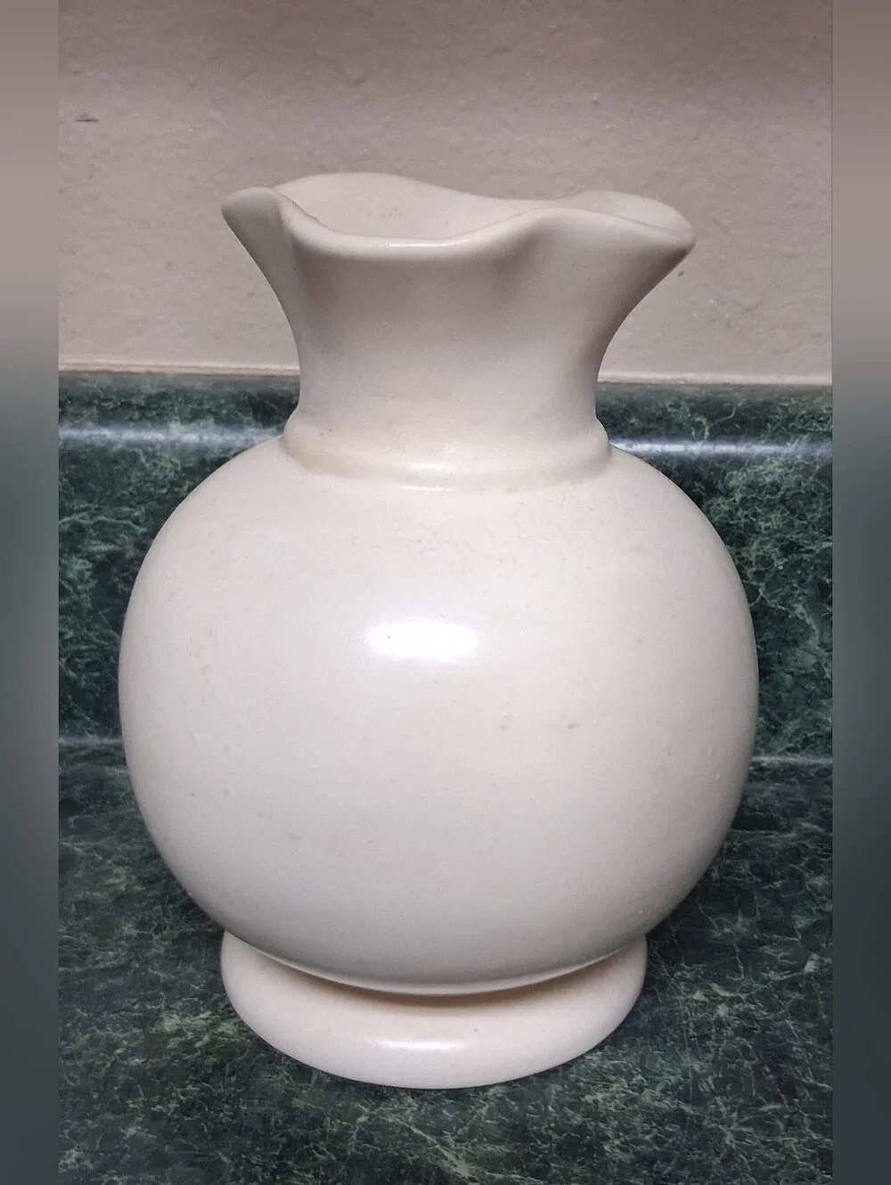 Vintage Red Wing 6” Tall Ivory & Brown Pottery Vase Magnolia #975